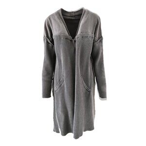Pebby Forevee So Comfy Cardigan Grey Side Slit Knit Long Line Open Front Sweater